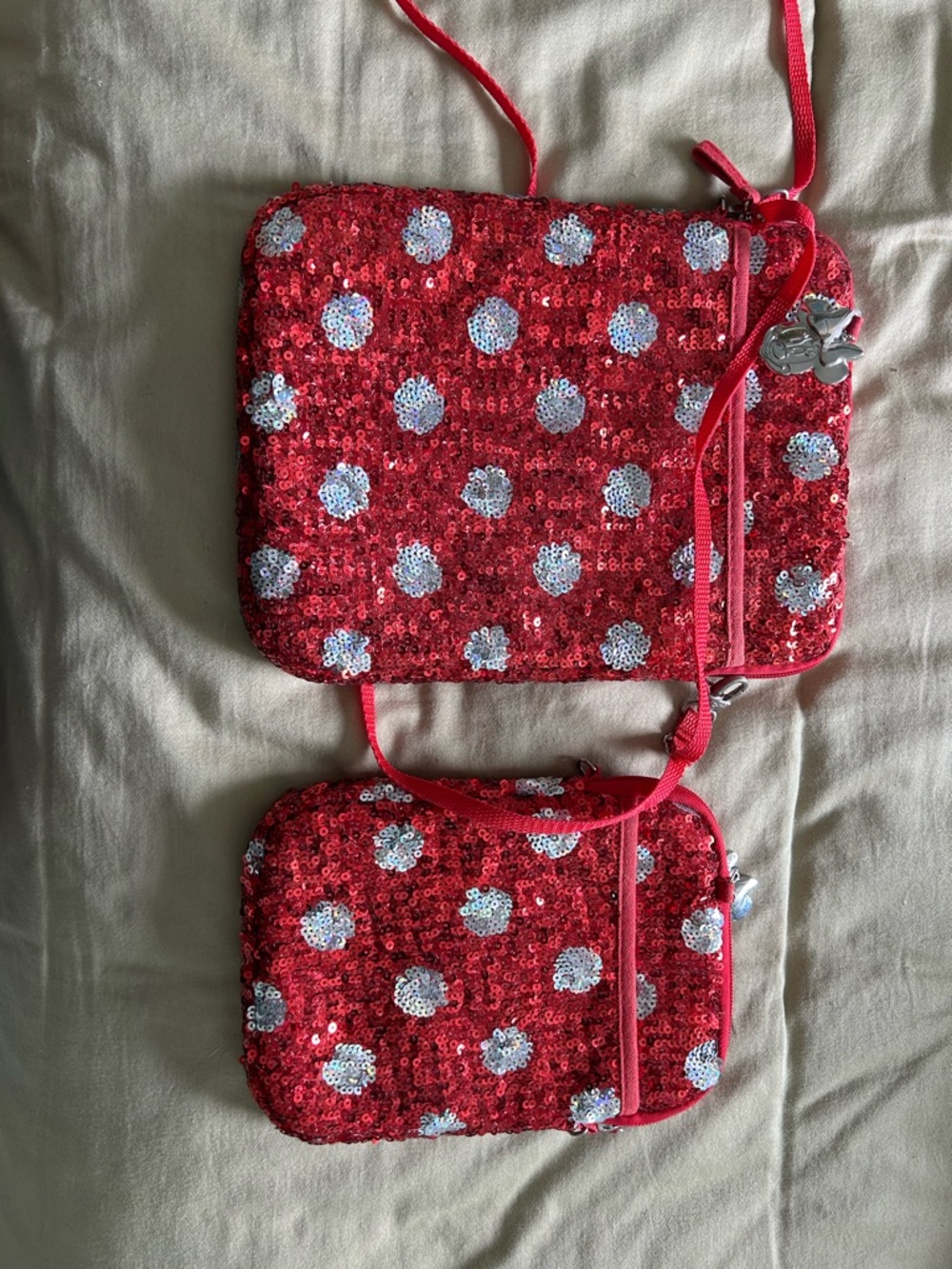 Disney Sequin Polka Dot Crossbody Bag – Red